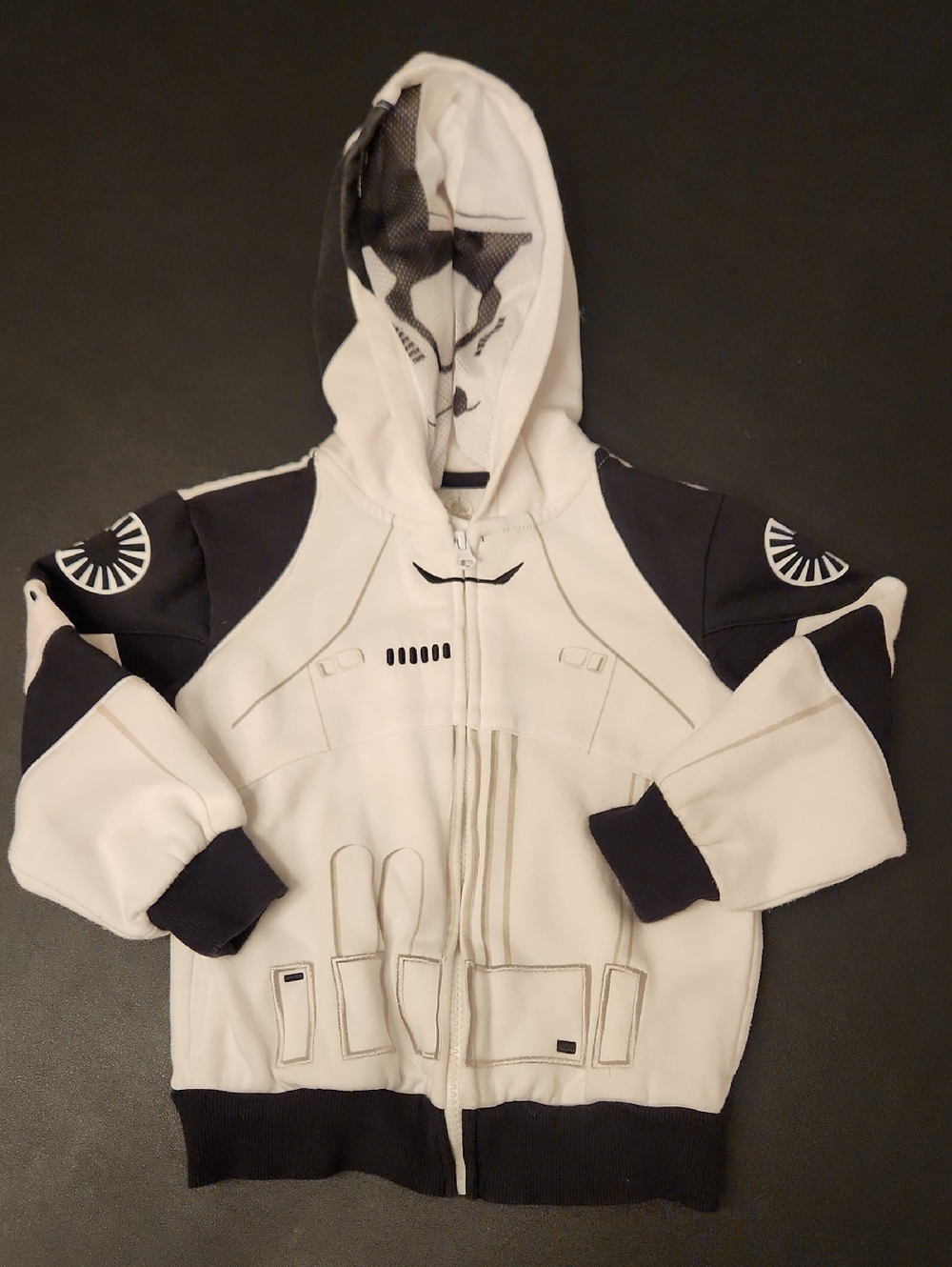 Disney White & Black Star Wars Stormtrooper Zip Hoodie Size 3